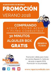 PROMO RTV VERANO 2018 30 MINUTOS REPARA TU VEHICULO ALQUILER BOXES MECANICA
